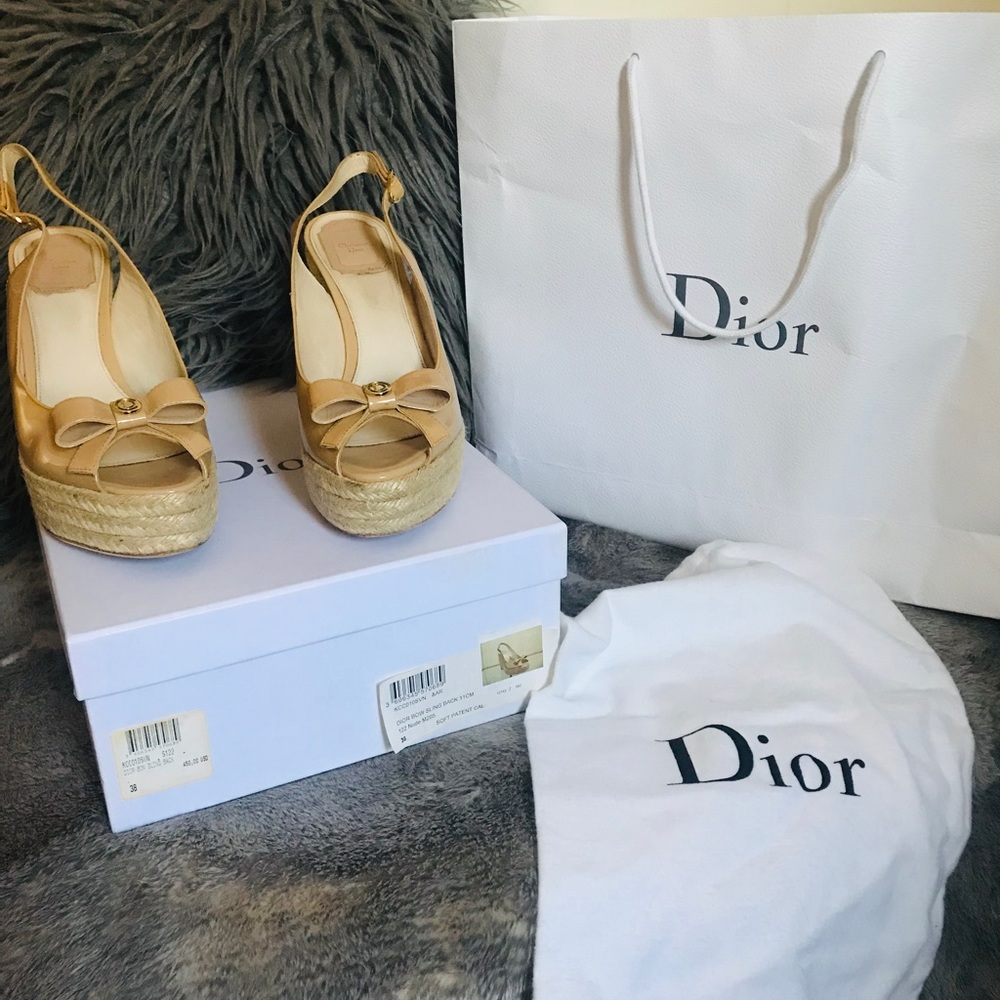 Dior Bow Sling Back Wedges size 38